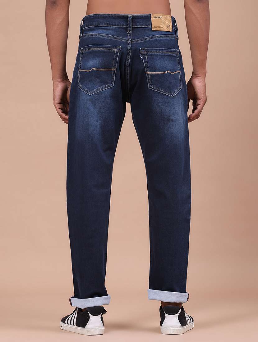 Men Washed Mid Rise Full Length Tapered Jeans - 22561404 -  Standard Image - 4