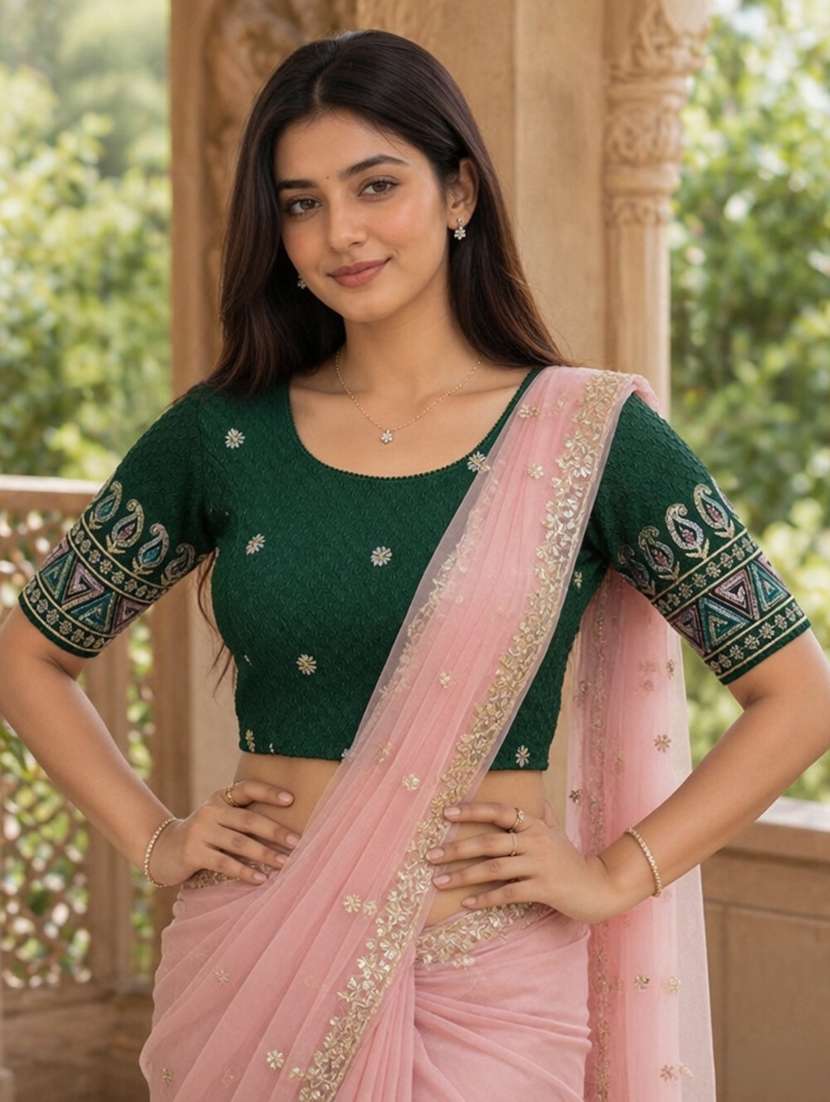 women embroidered round neck stitched blouse - 22561445 -  Standard Image - 1