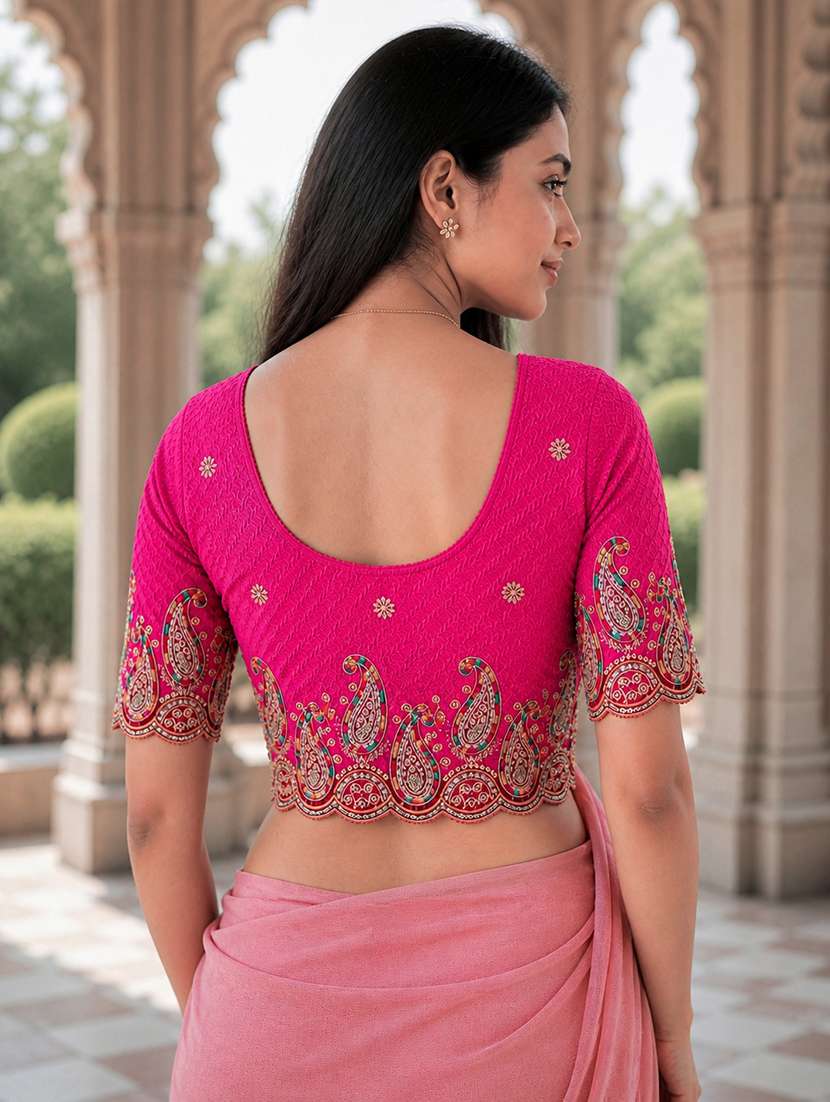 Women Embroidered Round Neck Stitched Blouse - 22561456 -  Standard Image - 4