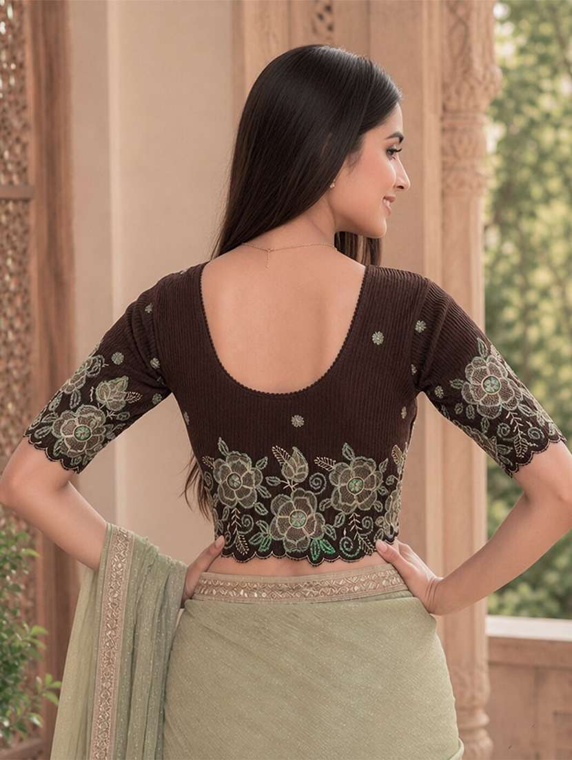 Women Embroidered Round Neck Stitched Blouse - 22561463 -  Standard Image - 4