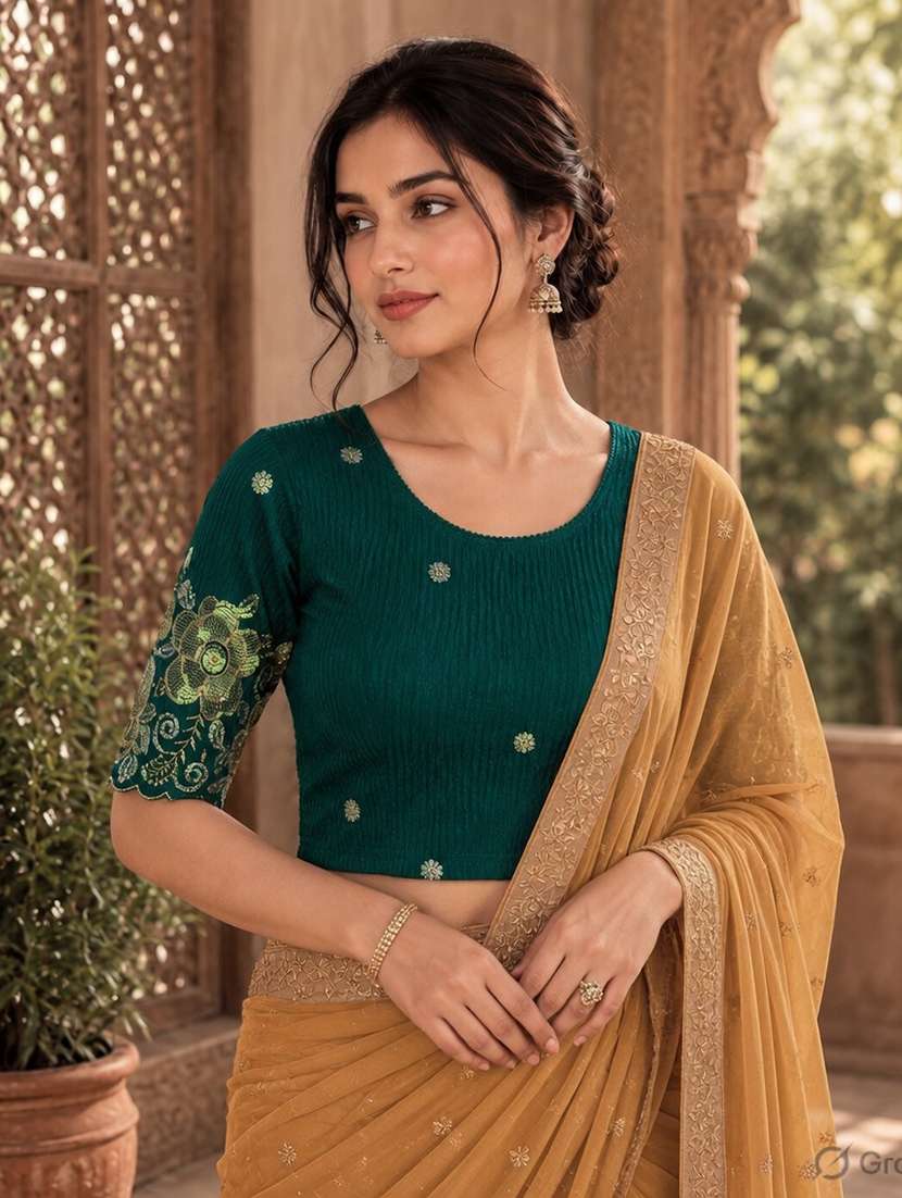 women embroidered round neck stitched blouse - 22561470 -  Standard Image - 1