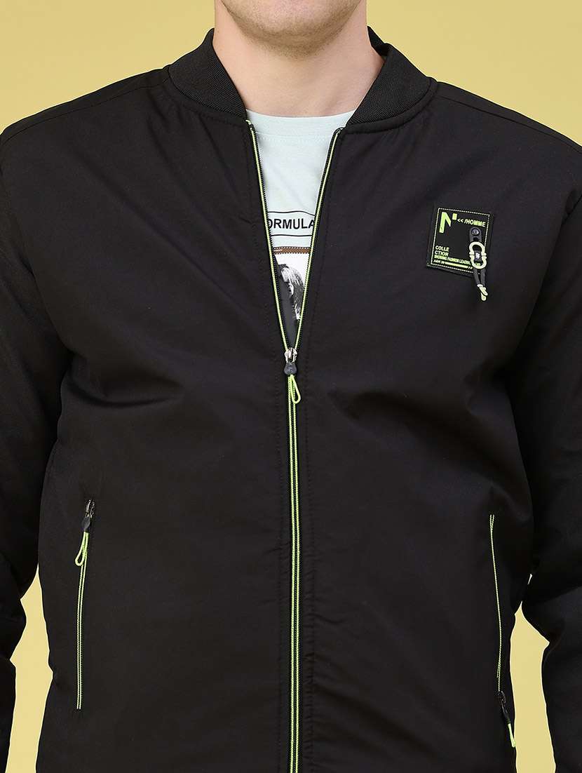 Men Taped Long Sleeves Regular Fit Bomber Jacket - 22562177 -  Standard Image - 1