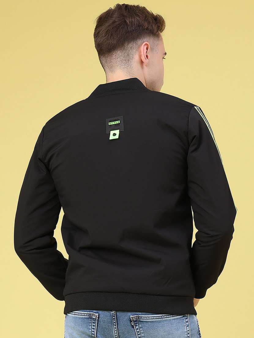 Men Taped Long Sleeves Regular Fit Bomber Jacket - 22562177 -  Standard Image - 4