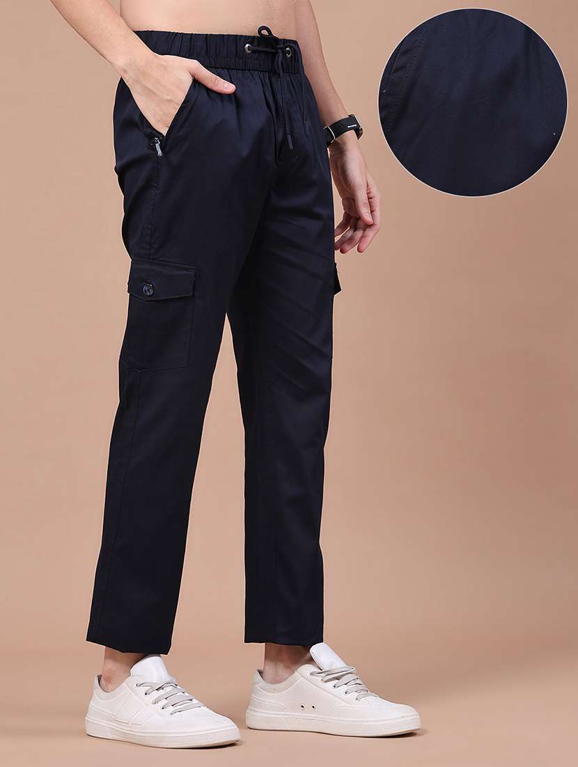 men solid mid rise regular fit cargo  - 22562320 -  Standard Image - 1