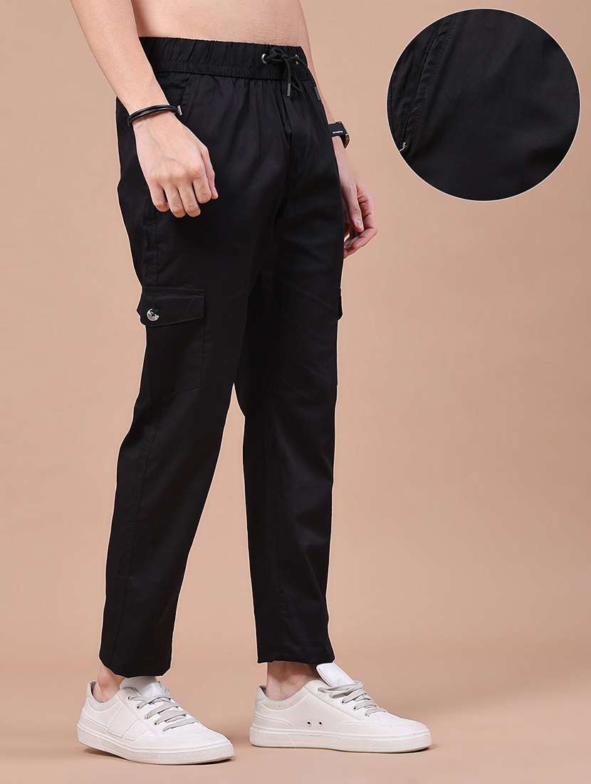 men solid mid rise regular fit cargo  - 22562321 -  Standard Image - 1