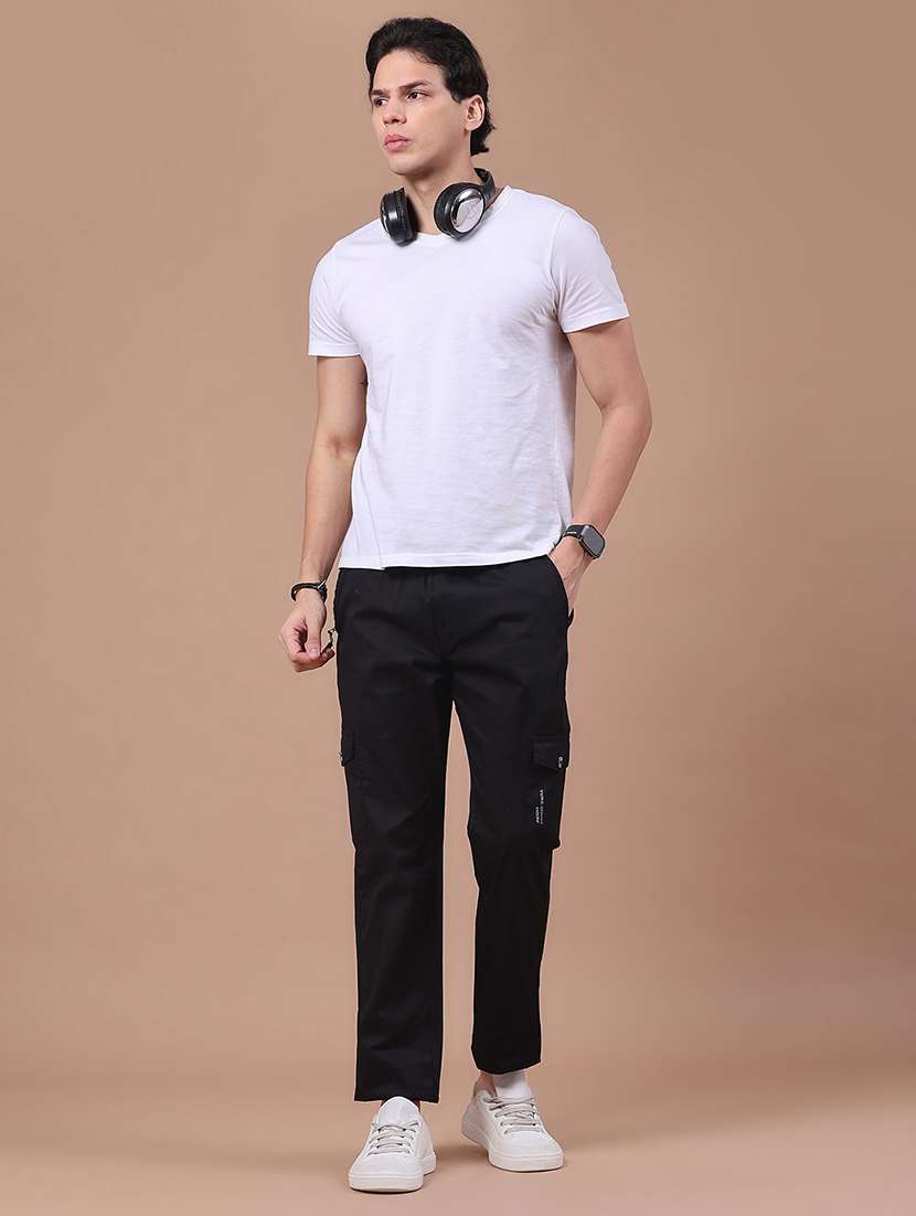 men solid mid rise regular fit cargo  - 22562321 -  Standard Image - 4