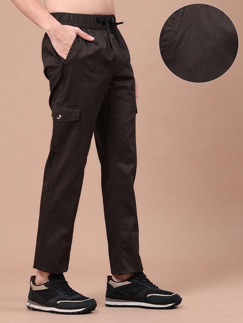 men solid mid rise regular fit cargo  - 22562323 -  Standard Image - 1