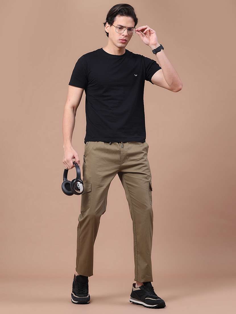 Men Solid Mid Rise Regular Fit Cargo - 22562324 -  Standard Image - 4