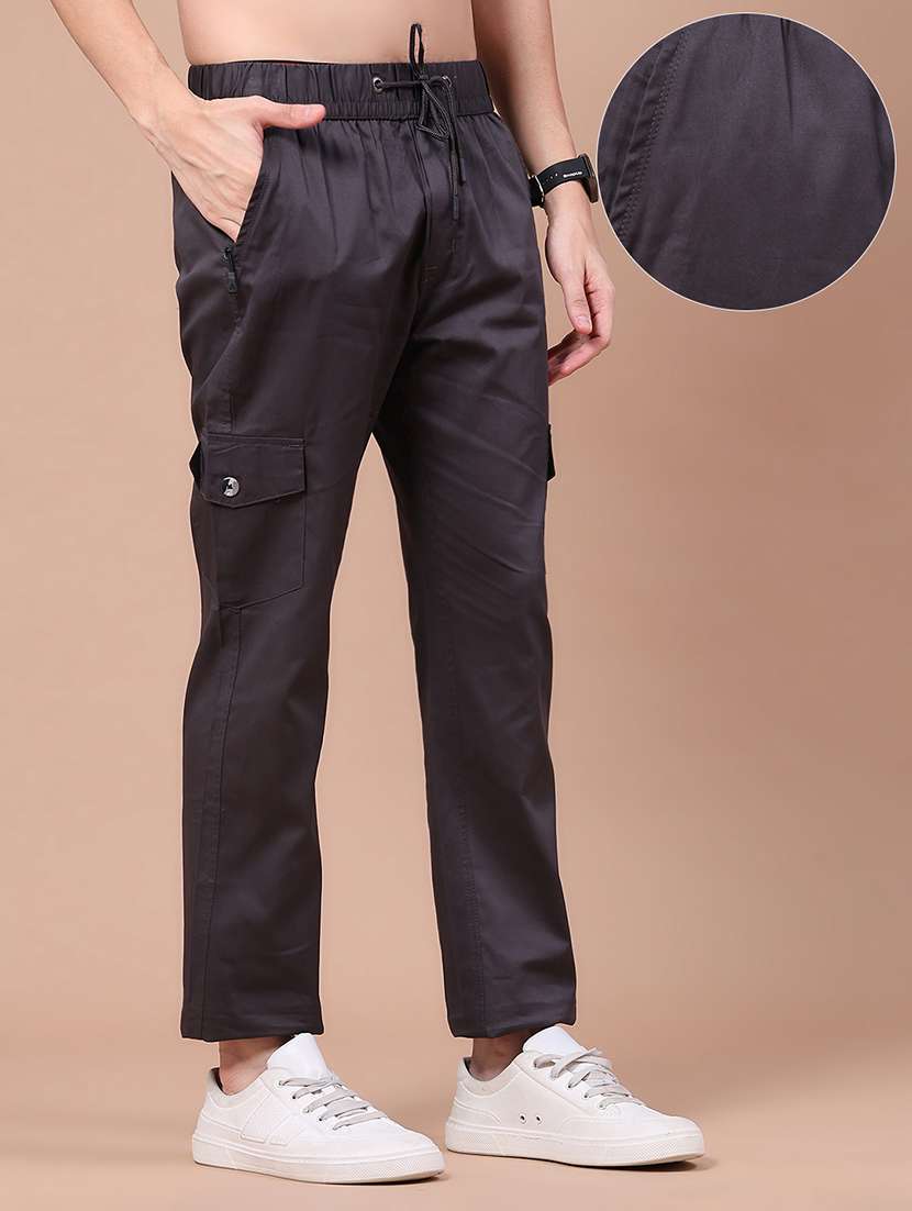 men solid mid rise regular fit cargo  - 22562325 -  Standard Image - 1