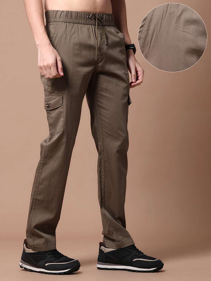 men solid mid rise regular fit cargo  - 22562328 -  Standard Image - 1