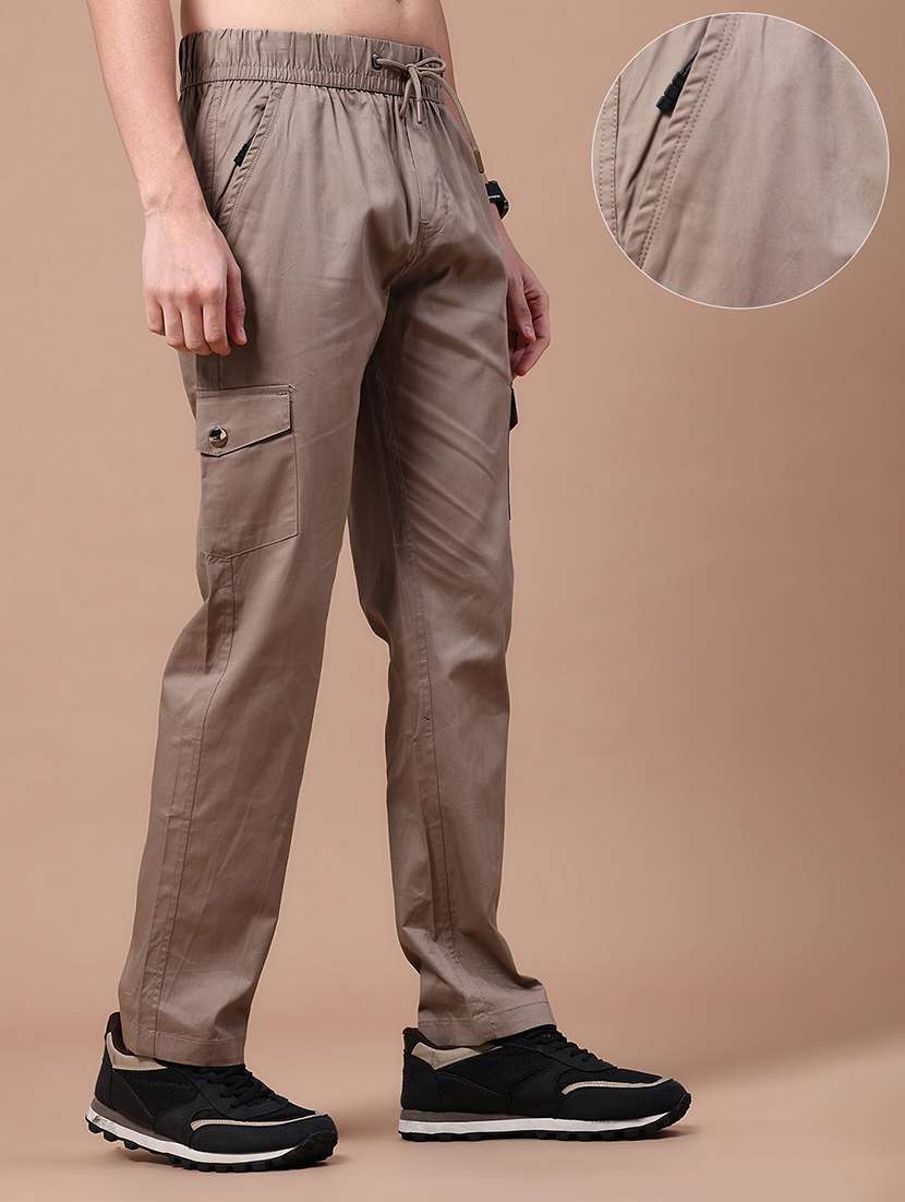 men solid mid rise regular fit cargo  - 22562329 -  Standard Image - 1