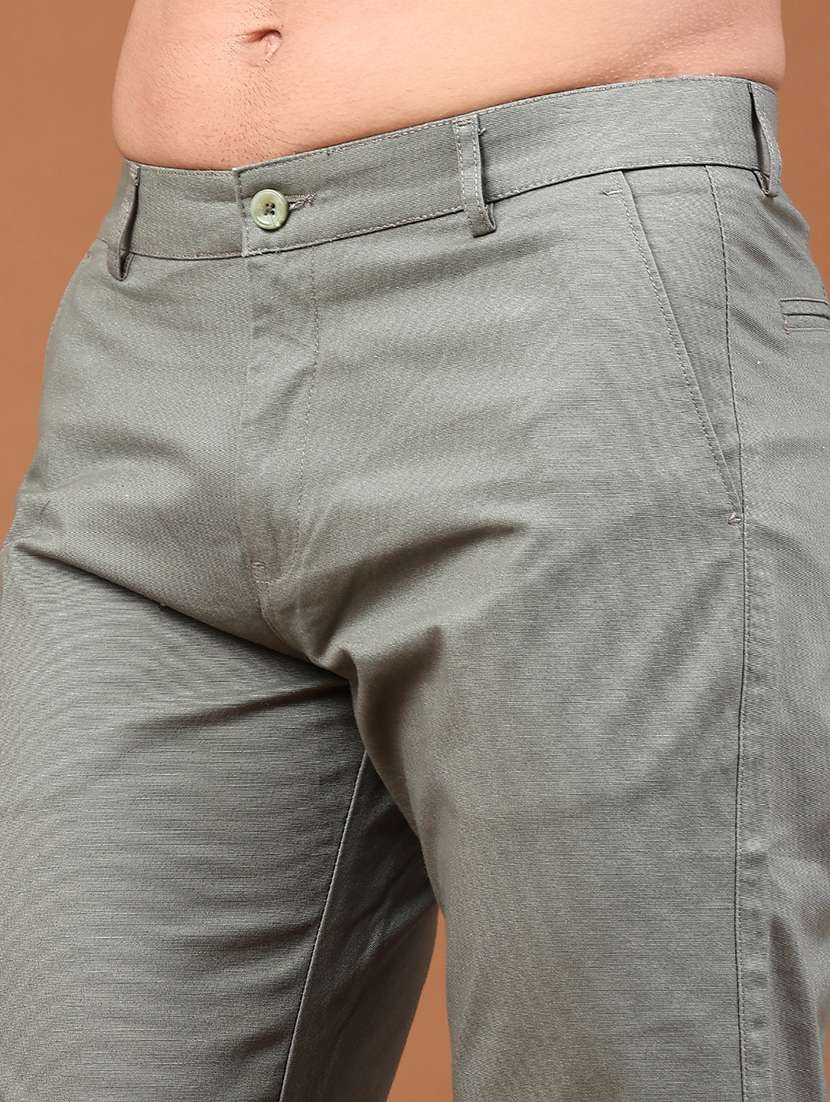 Men Solid Mid Rise Chinos Casual Trouser - 22562336 -  Standard Image - 1