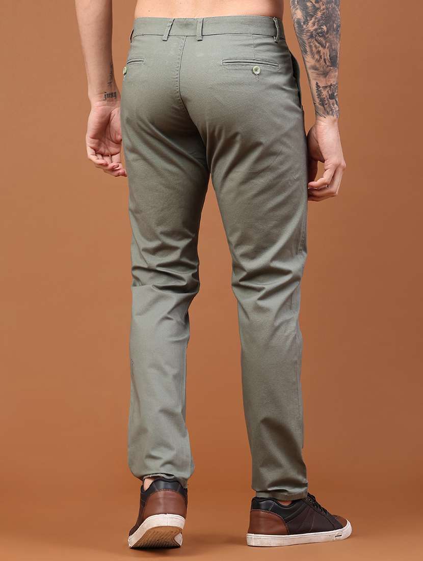 Men Solid Mid Rise Chinos Casual Trouser - 22562336 -  Standard Image - 4