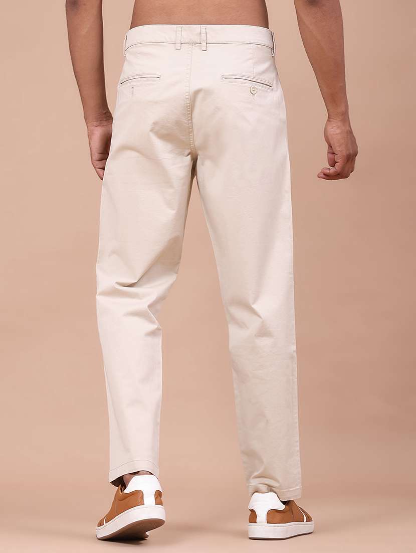 Men Solid Mid Rise Chinos Casual Trouser - 22562555 -  Standard Image - 4