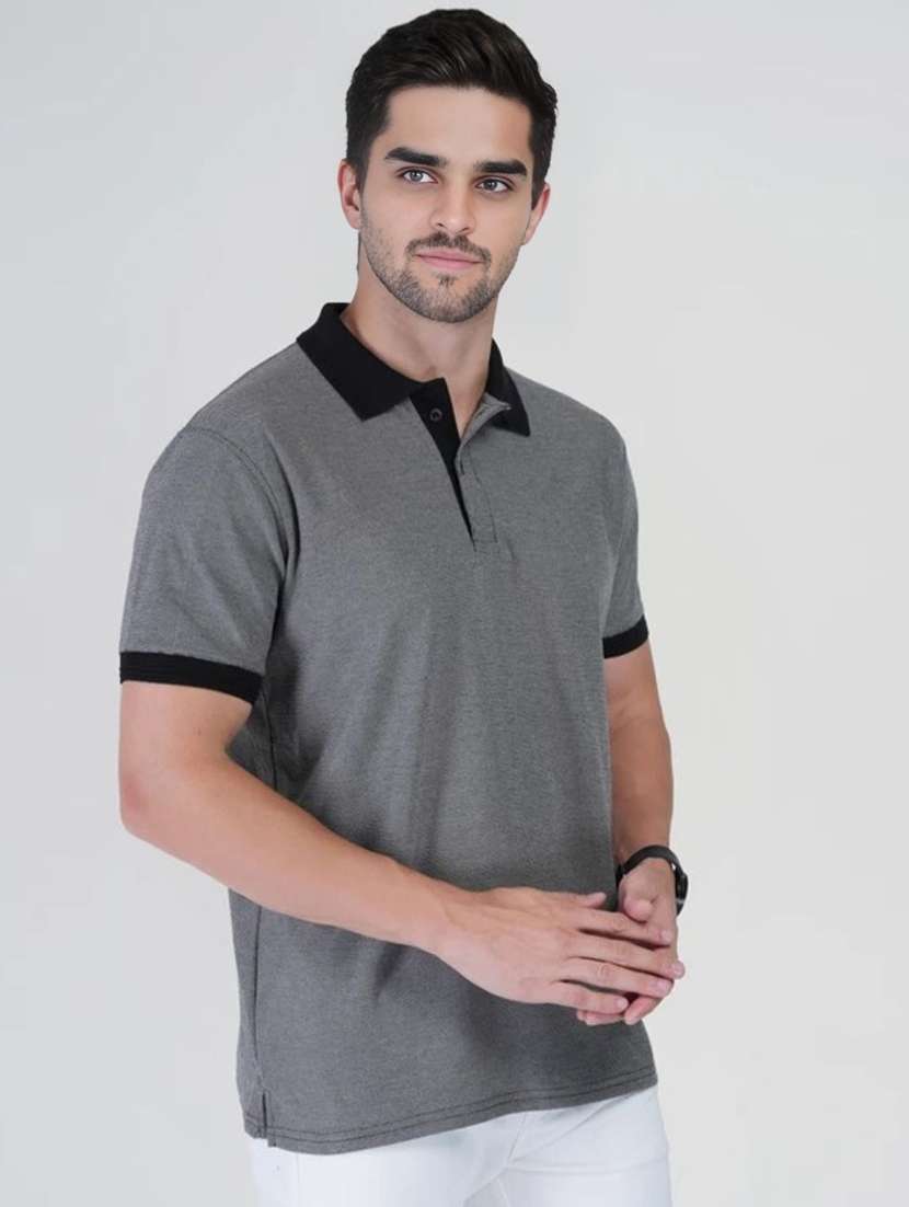 men solid short sleeves polo t-shirt