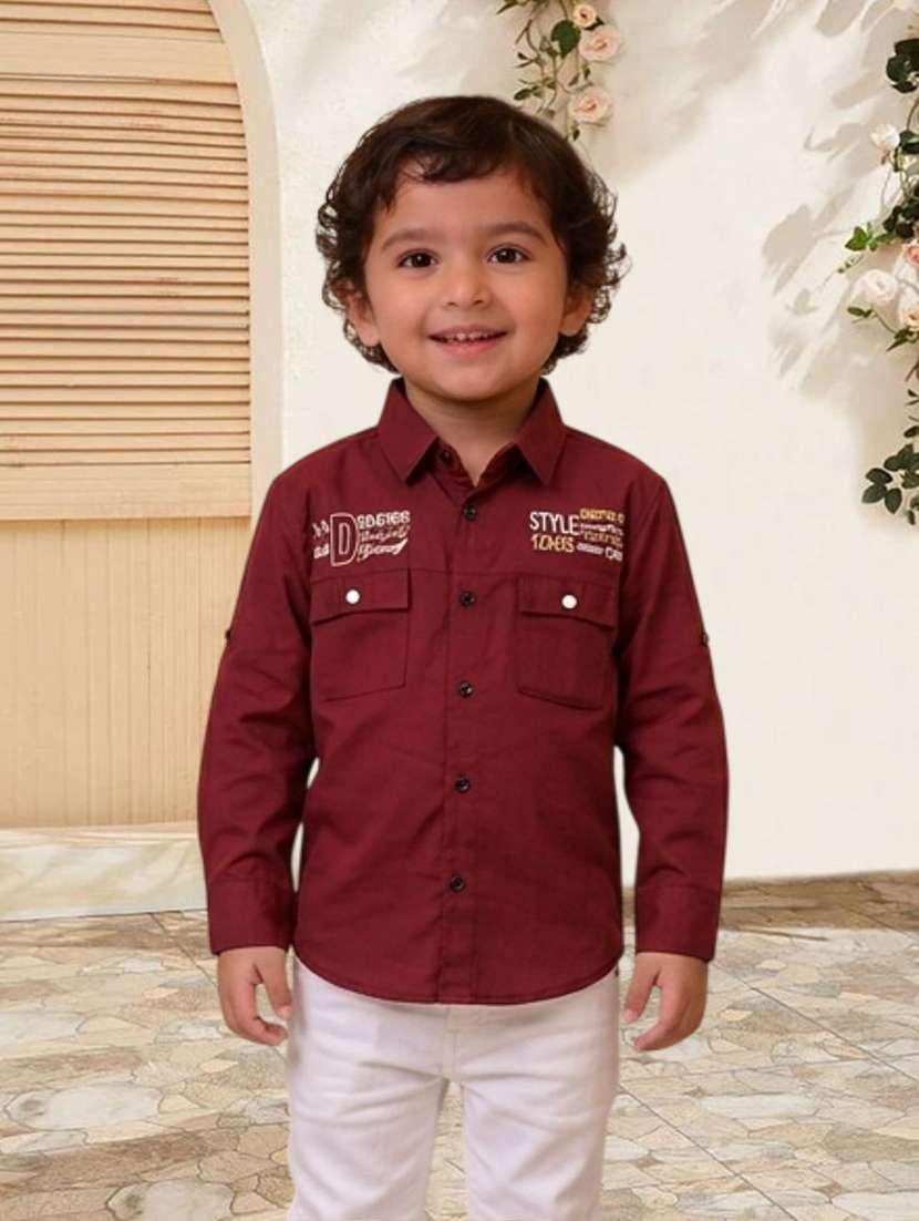 boys printed long sleeves regular fit shirt