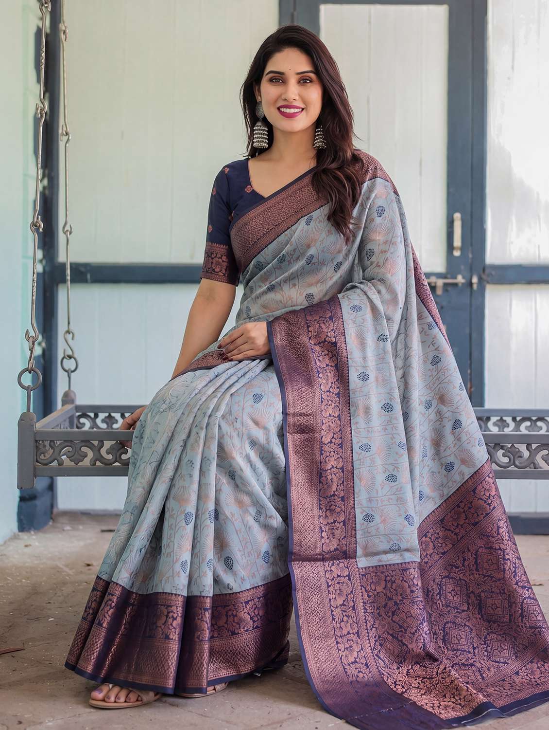 women self design banarasi saree with blouse - 22562936 -  Standard Image - 4