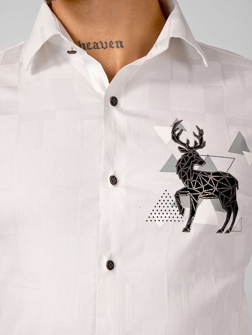 Men Embellished Long Sleeve Slim Fit Casual Shirt - 22562952 -  Standard Image - 1
