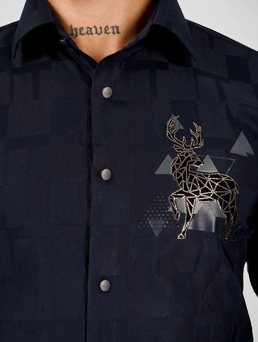 men embellished long sleeve slim fit casual shirt - 22562954 -  Standard Image - 1