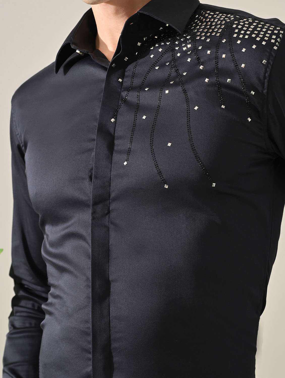 men embellished long sleeve slim fit casual shirt - 22562959 -  Standard Image - 1