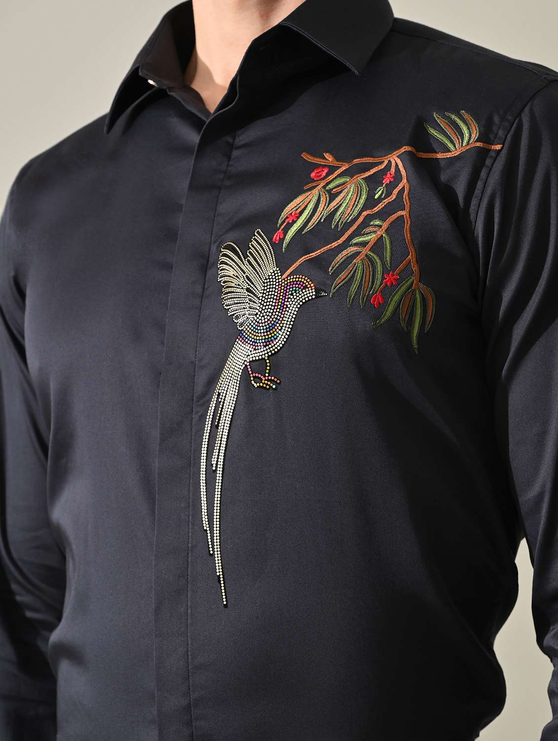 men embellished long sleeve slim fit casual shirt - 22562962 -  Standard Image - 1