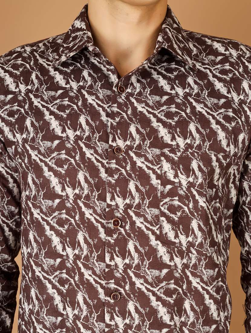 men printed long sleeve slim fit casual shirt - 22562966 -  Standard Image - 1