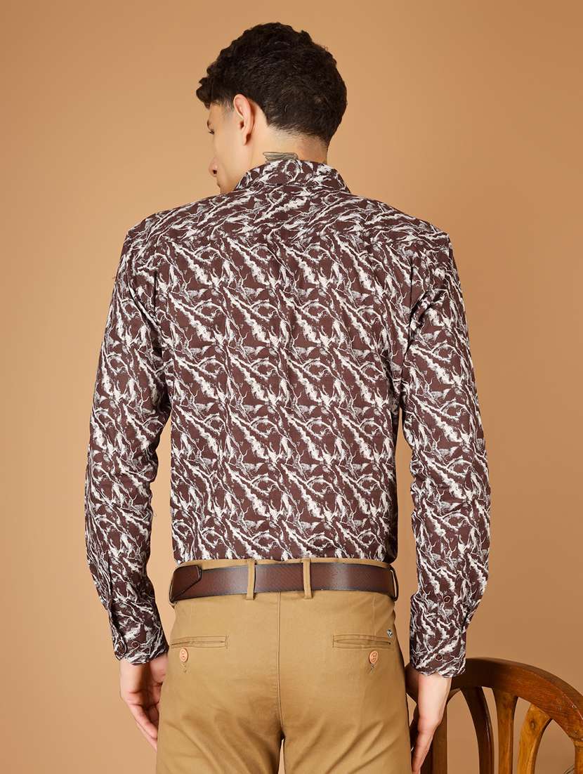men printed long sleeve slim fit casual shirt - 22562966 -  Standard Image - 4