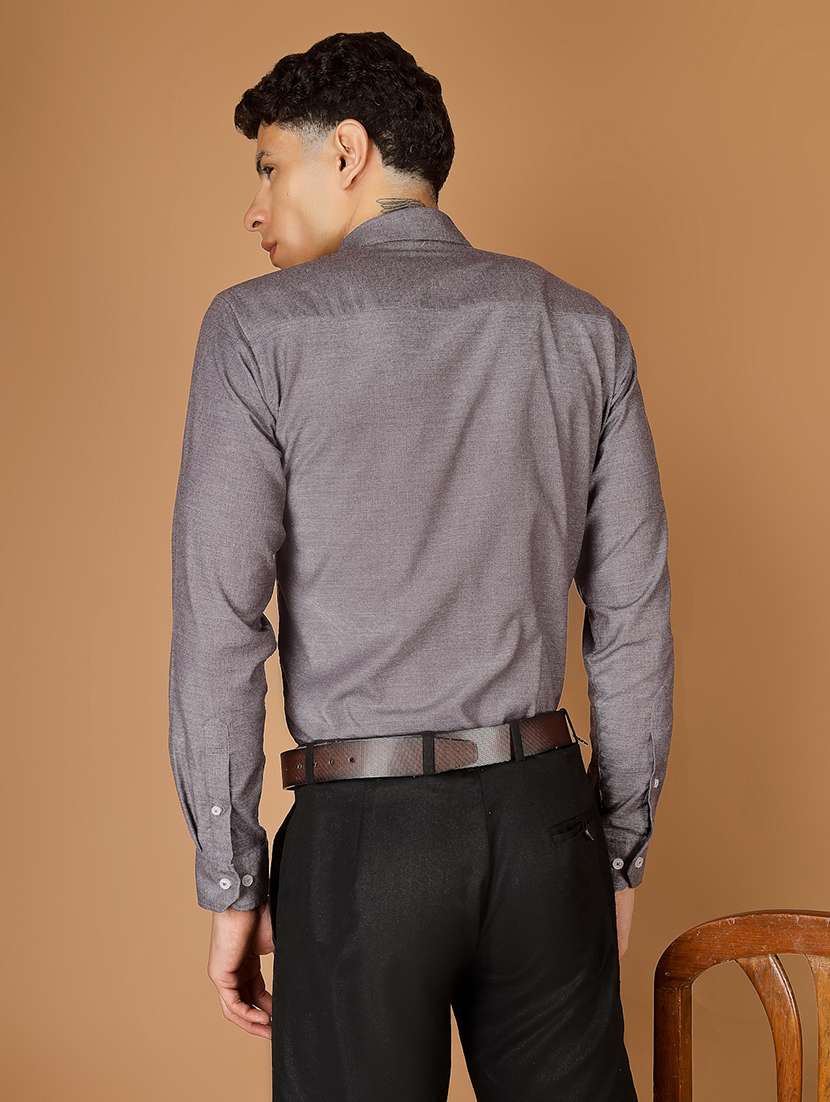 Men Solid Long Sleeve Slim Fit Formal Shirt - 22562970 -  Standard Image - 4