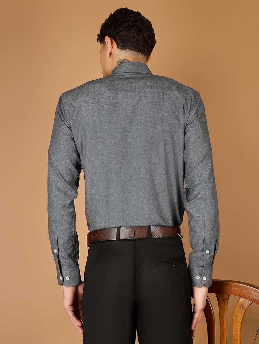 men solid long sleeve slim fit formal shirt - 22562971 -  Standard Image - 4