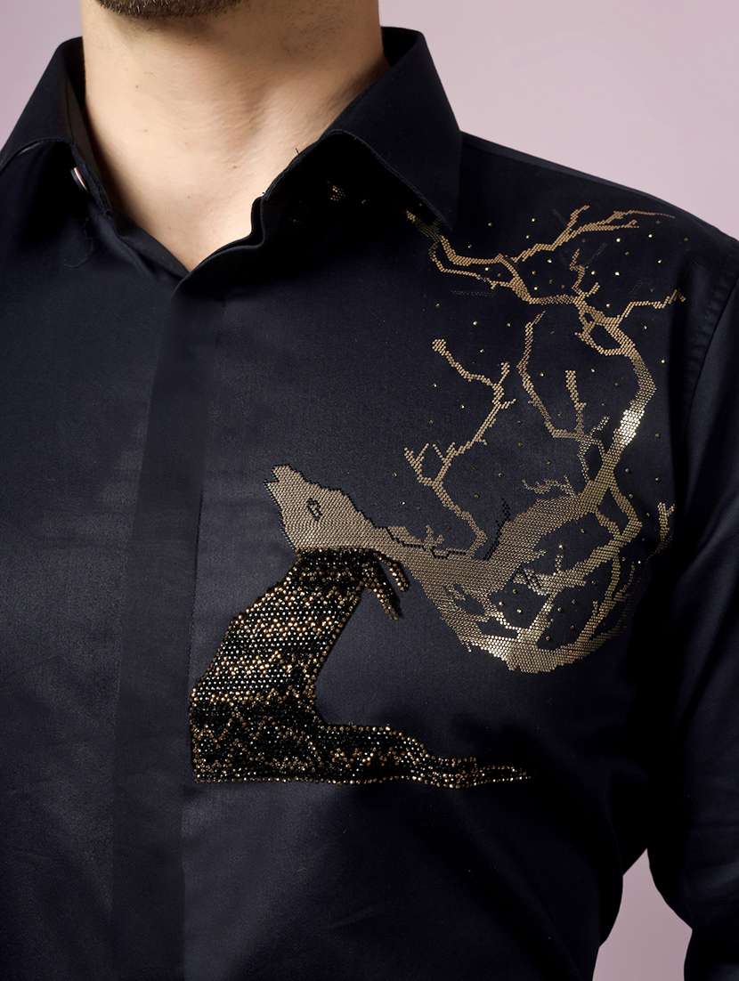 Men Embellished Long Sleeve Slim Fit Casual Shirt - 22562972 -  Standard Image - 1