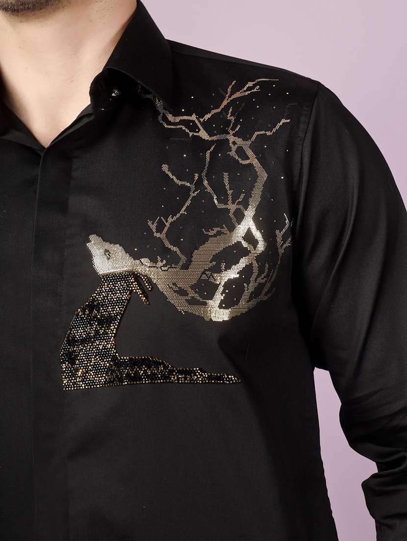 men embellished long sleeve slim fit casual shirt - 22562975 -  Standard Image - 1