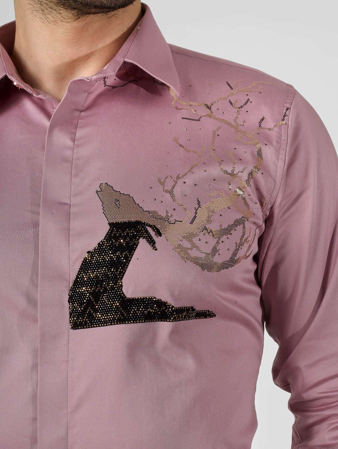 men embellished long sleeve slim fit casual shirt - 22562977 -  Standard Image - 1