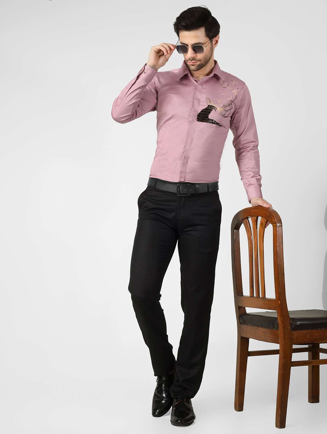 men embellished long sleeve slim fit casual shirt - 22562977 -  Standard Image - 4