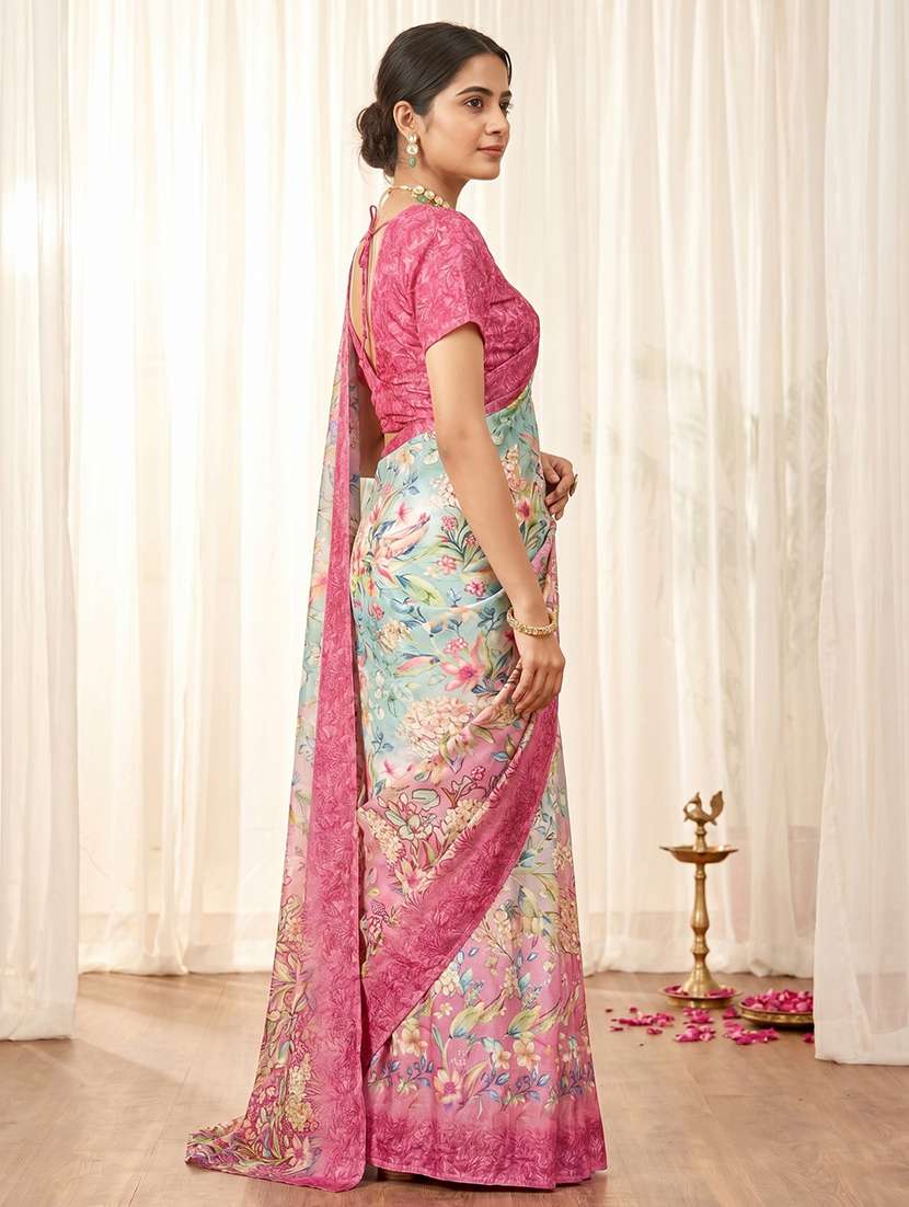 Women Floral Printed Saree With Blouse - 22563050 -  Standard Image - 1