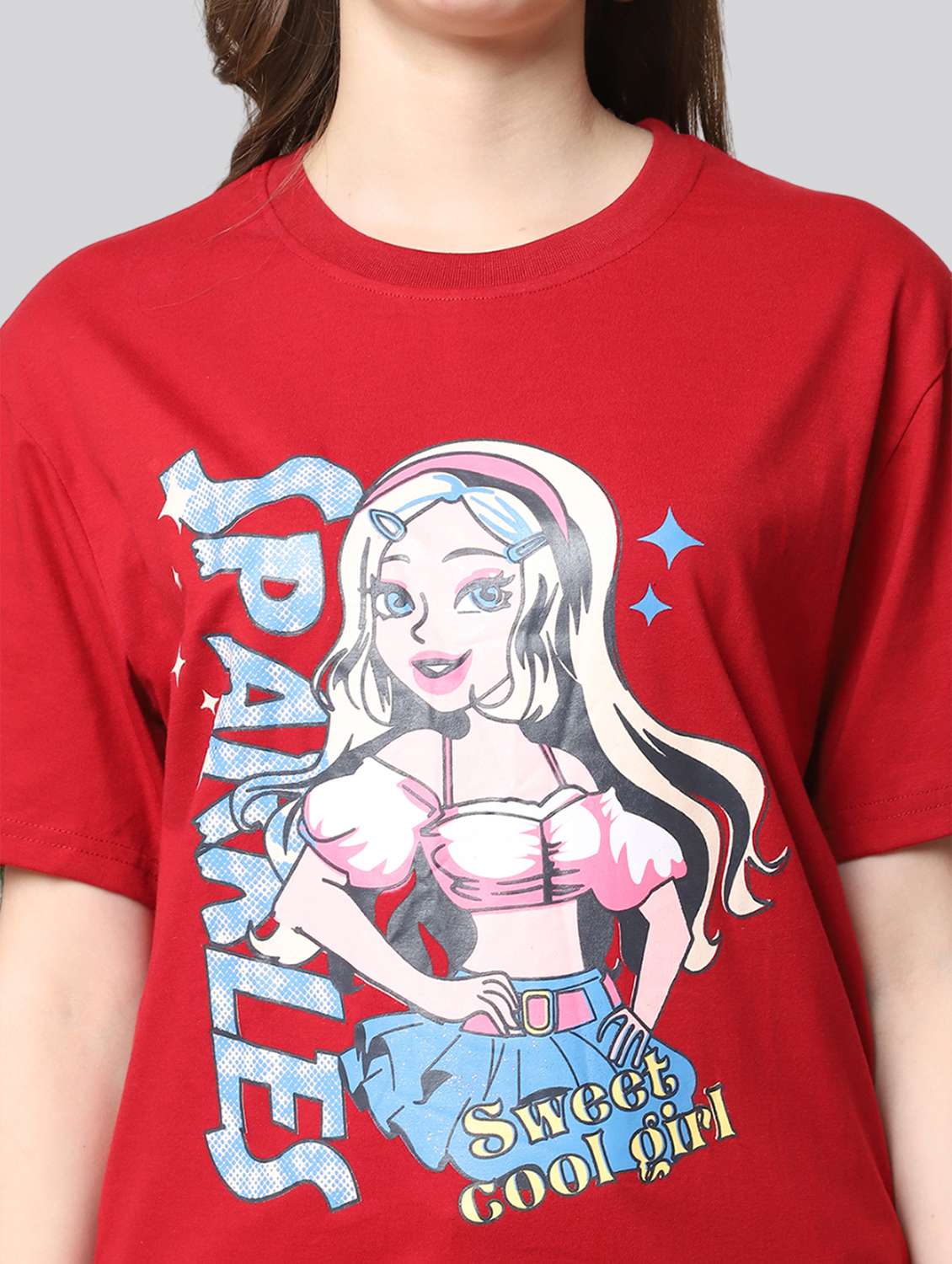 women printed short sleeves oversized t-shirt - 22563080 -  Standard Image - 1