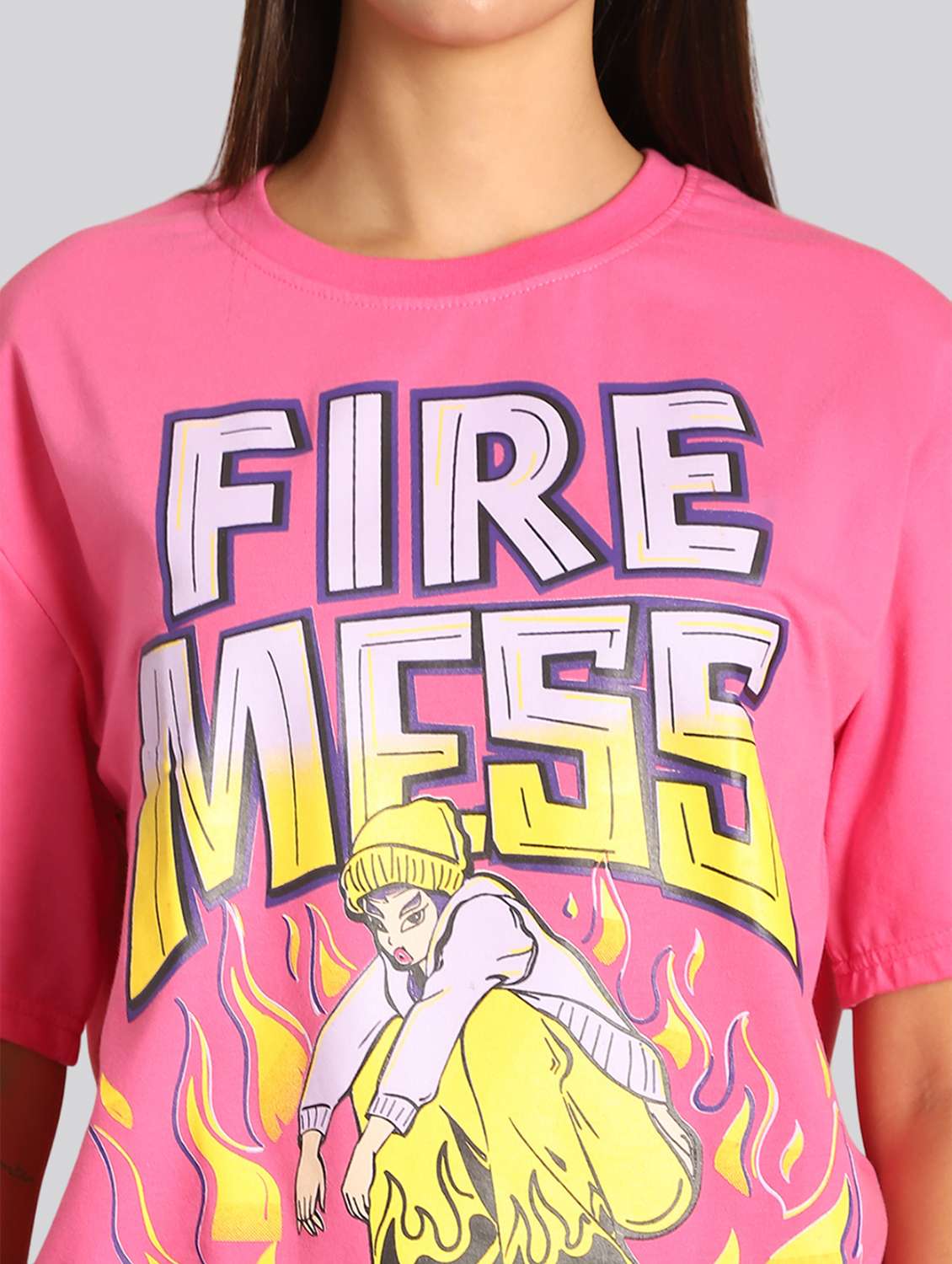 women printed short sleeves oversized t-shirt - 22563082 -  Standard Image - 1