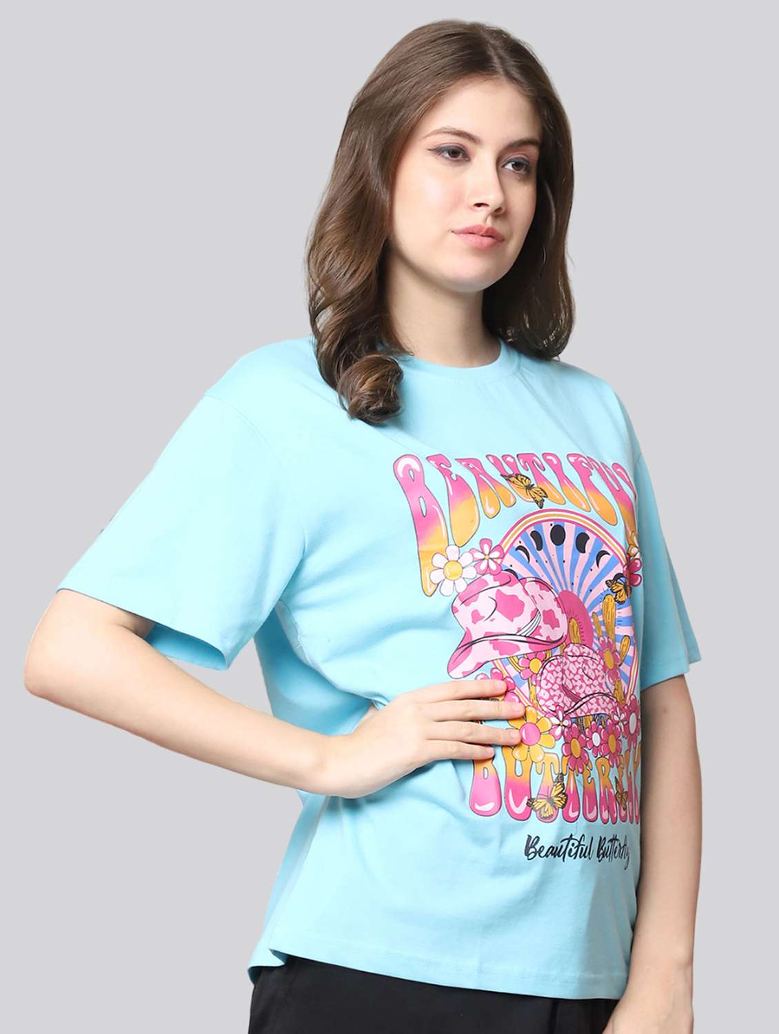 women printed short sleeves oversized t-shirt - 22563084 -  Standard Image - 1