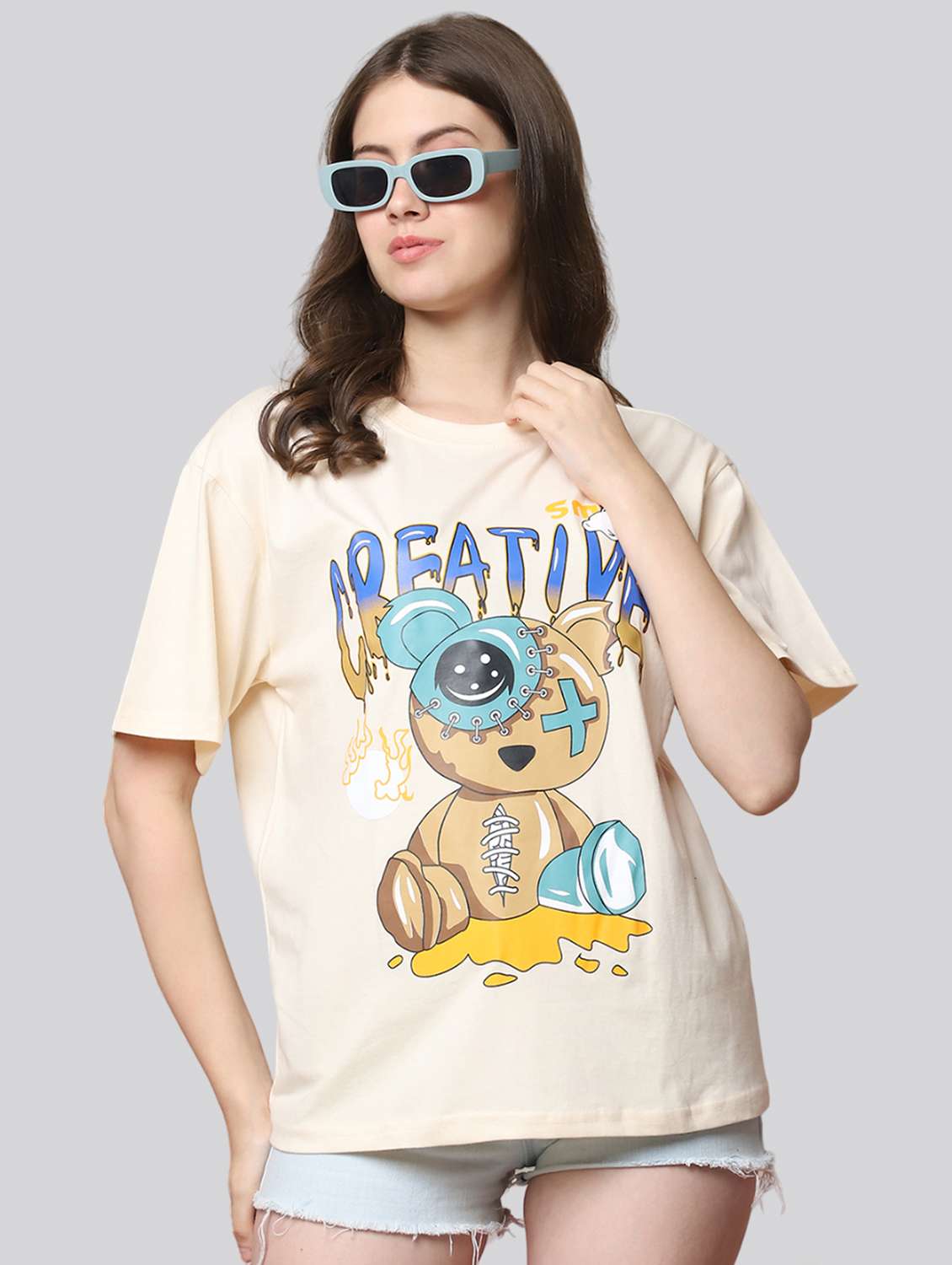 women printed short sleeves oversized t-shirt