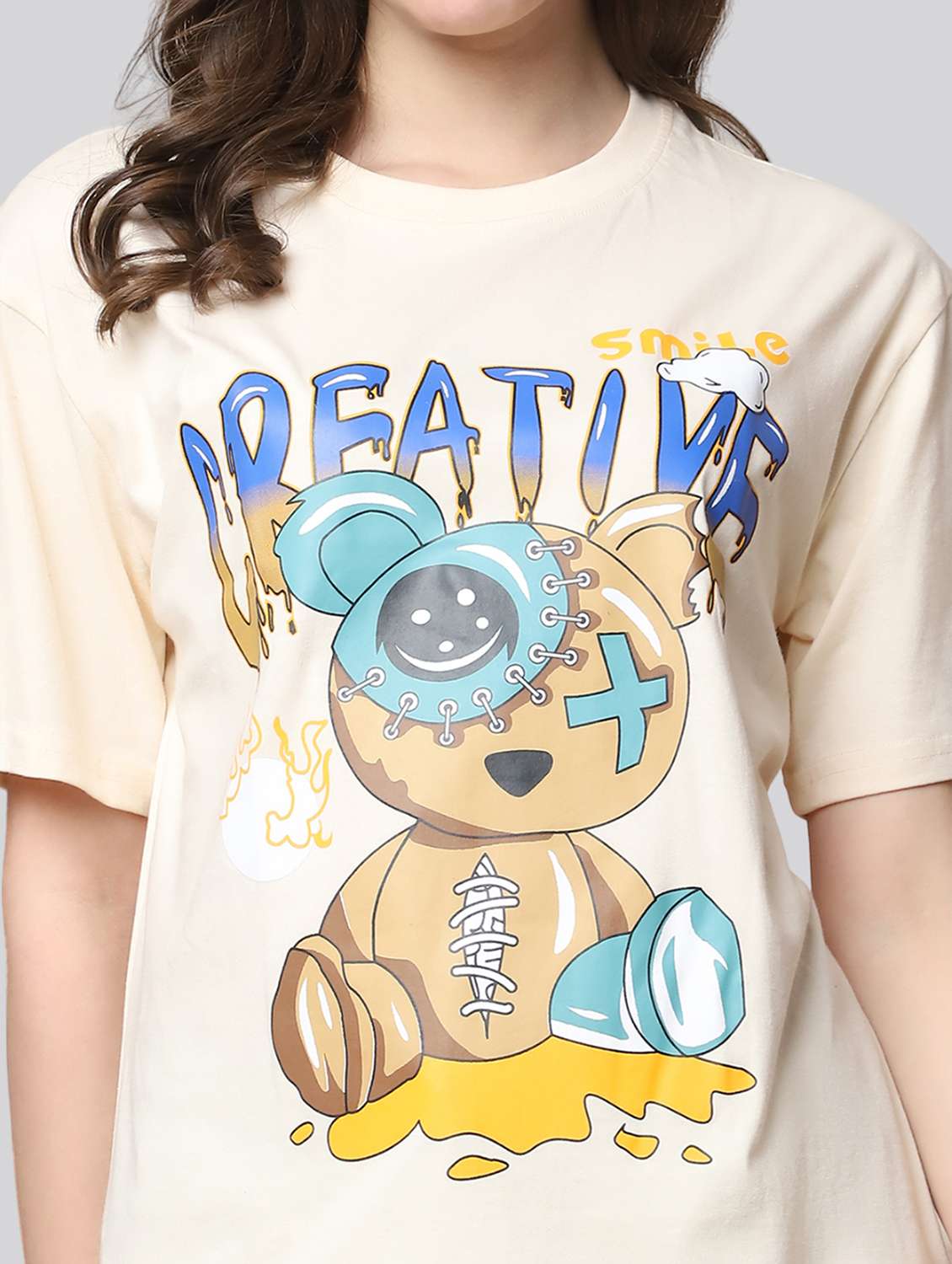 women printed short sleeves oversized t-shirt - 22563092 -  Standard Image - 1