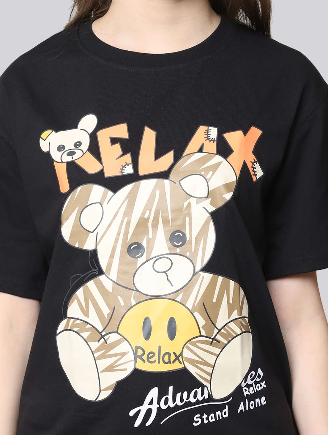 women printed short sleeves oversized t-shirt - 22563094 -  Standard Image - 1