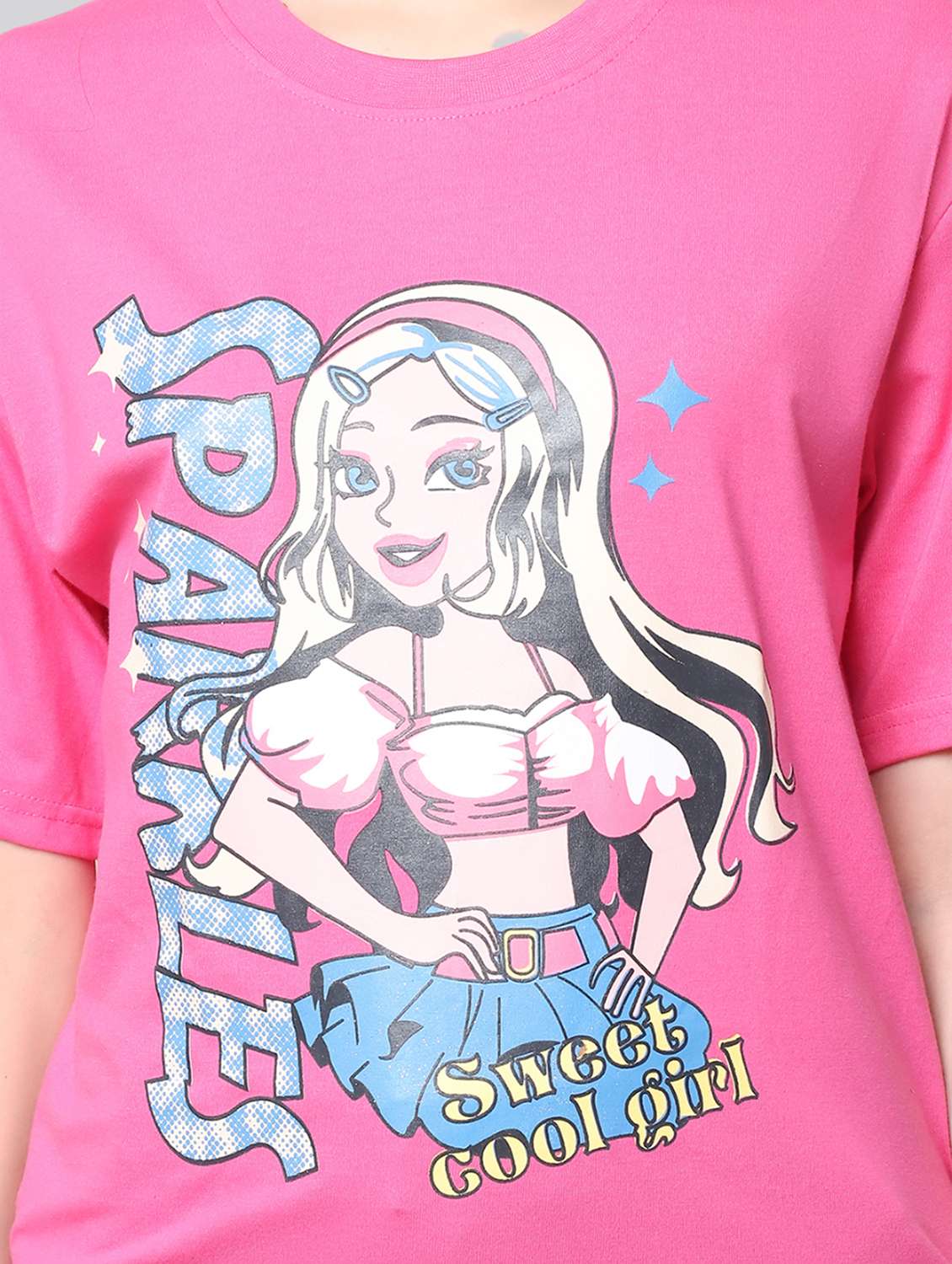 women printed short sleeves oversized t-shirt - 22563095 -  Standard Image - 1