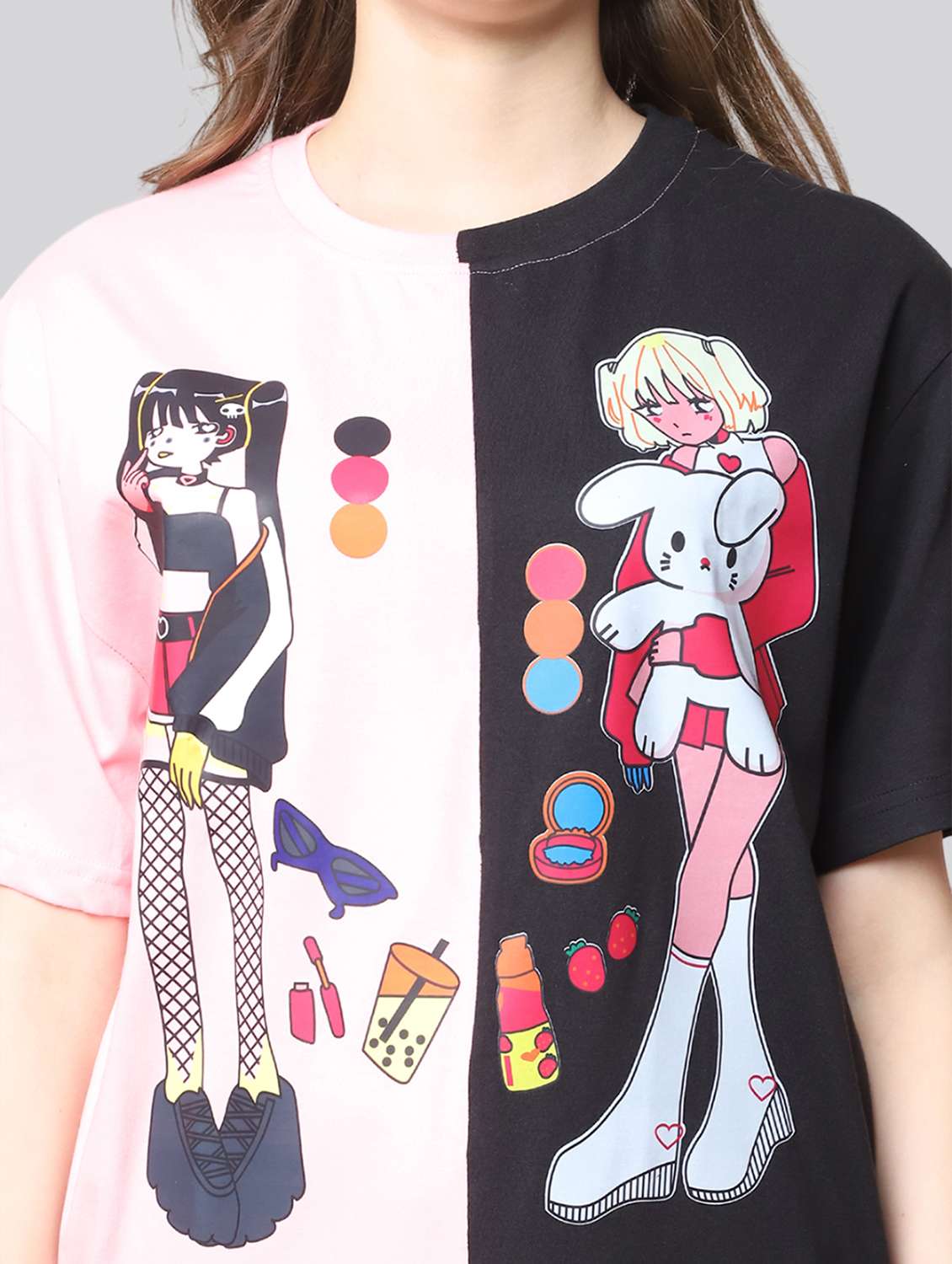 women printed short sleeves oversized t-shirt - 22563096 -  Standard Image - 1