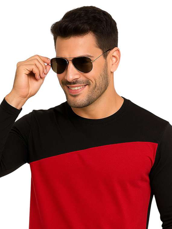 Men Color Block Long Sleeve Regular Fit T-shirt - 22563307 -  Standard Image - 1
