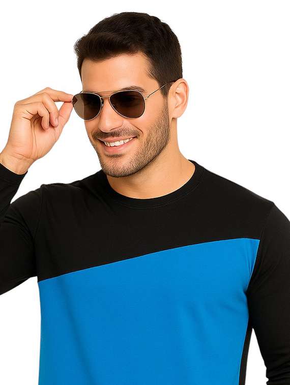 men color block long sleeve regular fit t-shirt - 22563308 -  Standard Image - 1