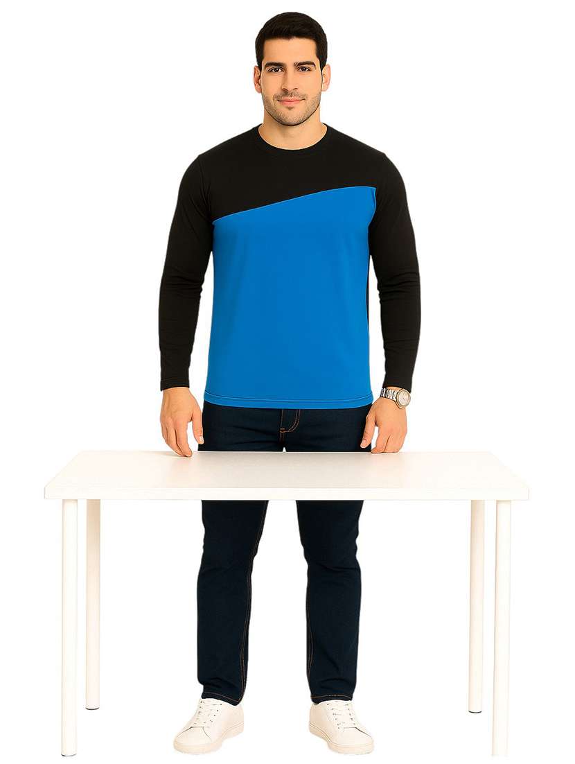 men color block long sleeve regular fit t-shirt - 22563308 -  Standard Image - 4