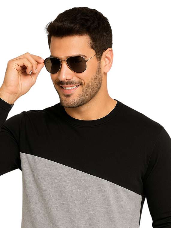 men color block long sleeve regular fit t-shirt - 22563309 -  Standard Image - 1