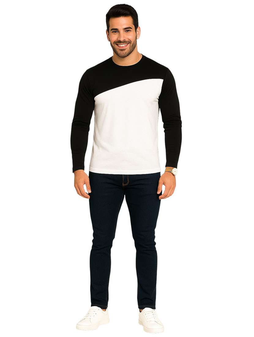 men color block long sleeve regular fit t-shirt - 22563310 -  Standard Image - 4