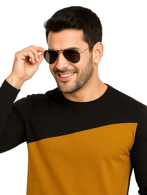 men color block long sleeve regular fit t-shirt - 22563314 -  Standard Image - 1