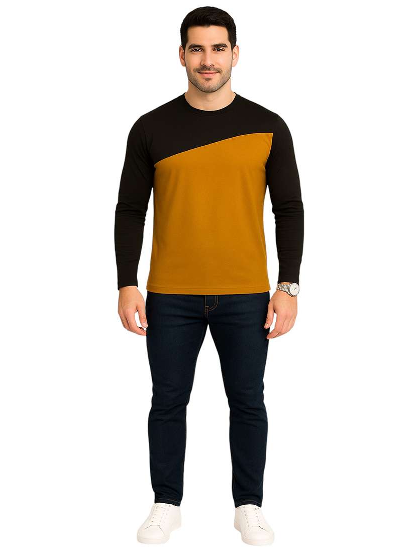 men color block long sleeve regular fit t-shirt - 22563314 -  Standard Image - 4