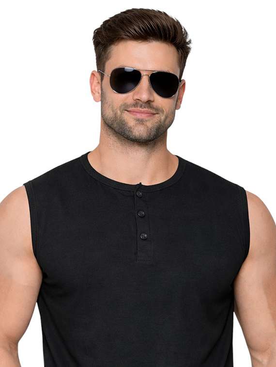 men solid sleeveless regular fit t-shirt - 22563316 -  Standard Image - 1